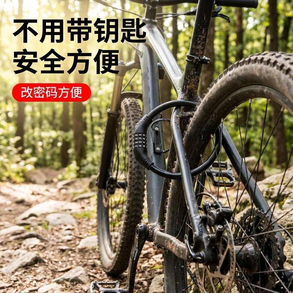 A7.9自行车锁山地公路专用防盗电动单车密码锁软链条儿童钢丝34
