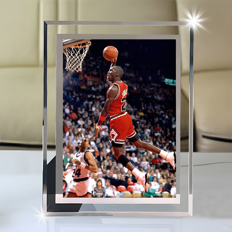 NBA乔丹周边水晶玻璃相框桌面摆台摆台篮球同款定制男生礼物摆件