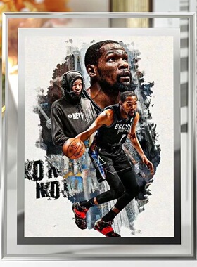 NBA杜兰特水晶玻璃摆台相框摆件