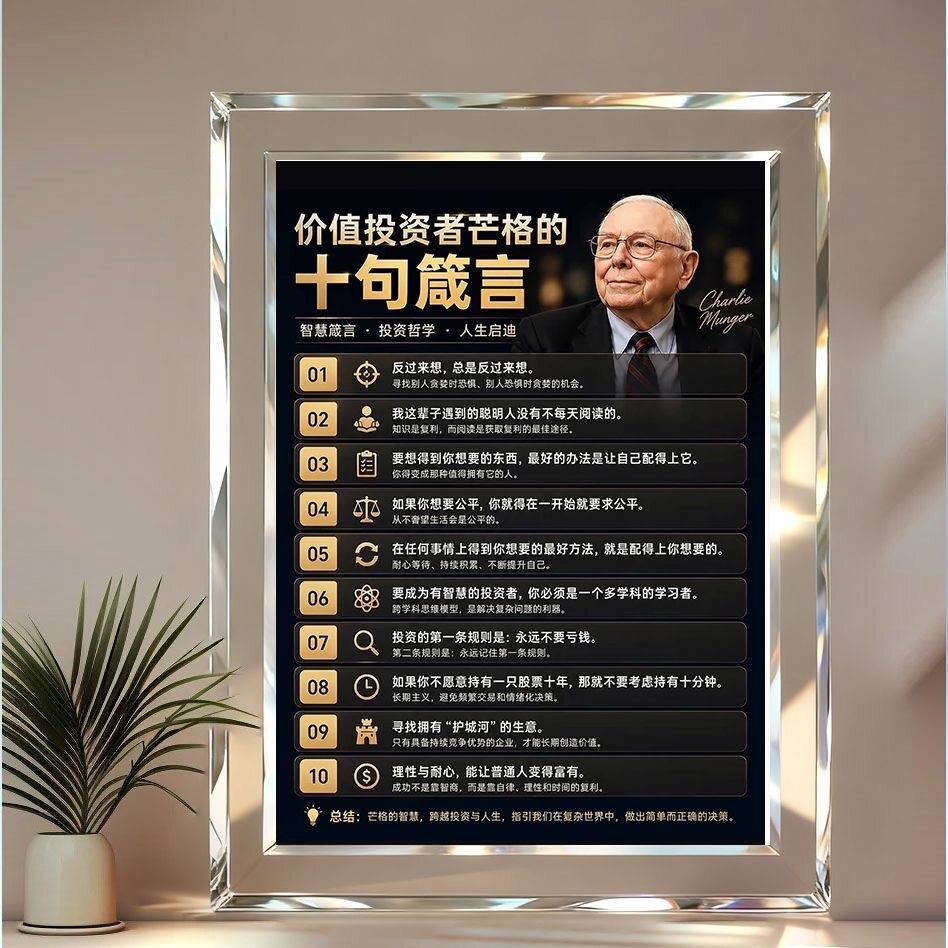 巴菲特好友查理芒格励志相框图片