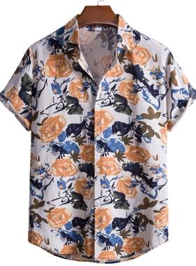 summer t恤 shirts for men man shirt 花衬衫男短袖2021年新款