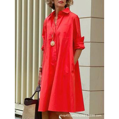 Cross border women's simple loose shirt dress