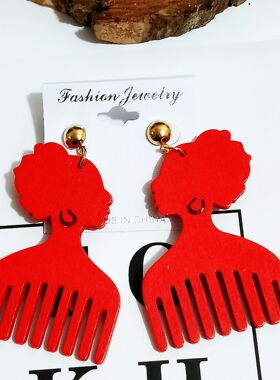 African wooden earrings black girl women crop earings 女耳环