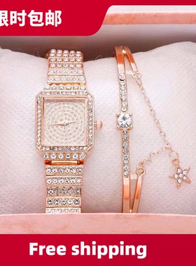 Women Gold Watch Fashion Ladies Quartz Bracelet Watches 2pcs