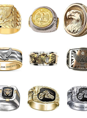 Golden Wings Flying Eagle Men's Ring Handicraft 霸气男士戒指