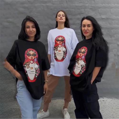 Printed Short sleeved T-shirt oversize俄罗斯套娃印花短袖Ｔ恤