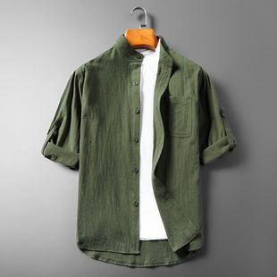shirts for men polo shirts tshirt男宽松短袖 棉麻衬衫男短袖
