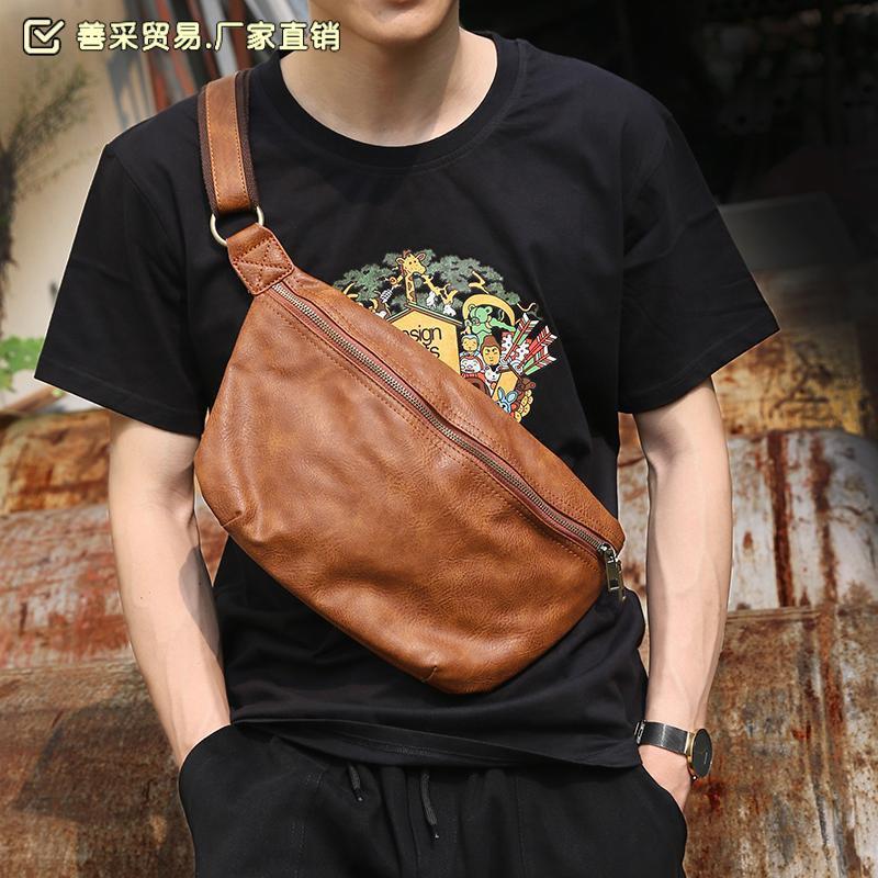 男士胸小包尚动潮流单肩包时运包斜跨包腰76115033包大容量复古新