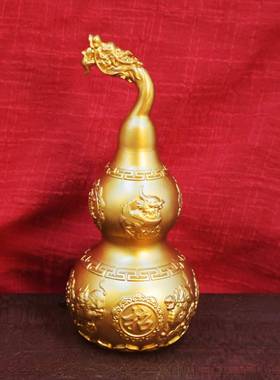 葫芦黄头葫芦摆件客厅招财纳福开盖空心大龙号铜如意见描述黄铜貔