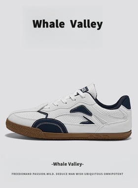 Whale Valley男鞋秋季网面透气港风板鞋复古百搭运动休闲德训鞋