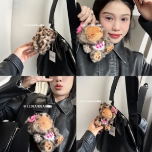 盲盒品质!粉色豹纹KT包挂件玩偶钥匙扣公仔挂件挂饰毛绒汽车钥匙