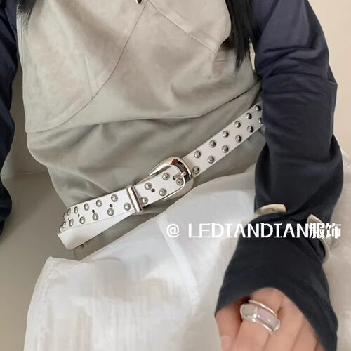 韩系复古双排铆钉腰带