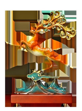 速发福禄高升全铜摆件招财客厅公办柜酒室装饰乔迁新居开业礼品