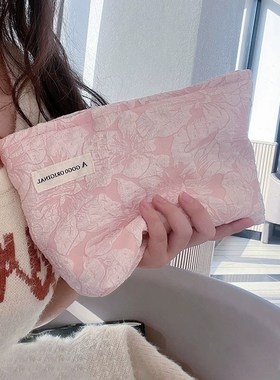 速发拉体花大容量收纳袋生品行外出护肤旅帆布立链包方形