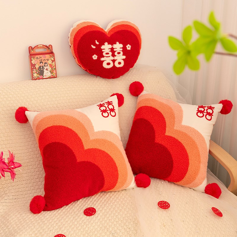 速发糊涂娘娘新礼品店婚心喜字抱枕结婚一对婚房布置的爱礼物送新