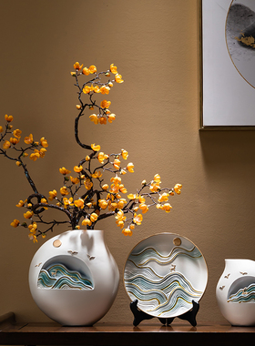 速发公中式高级摆件家关装饰品花瓶玄居办新室领导桌面老板桌古风