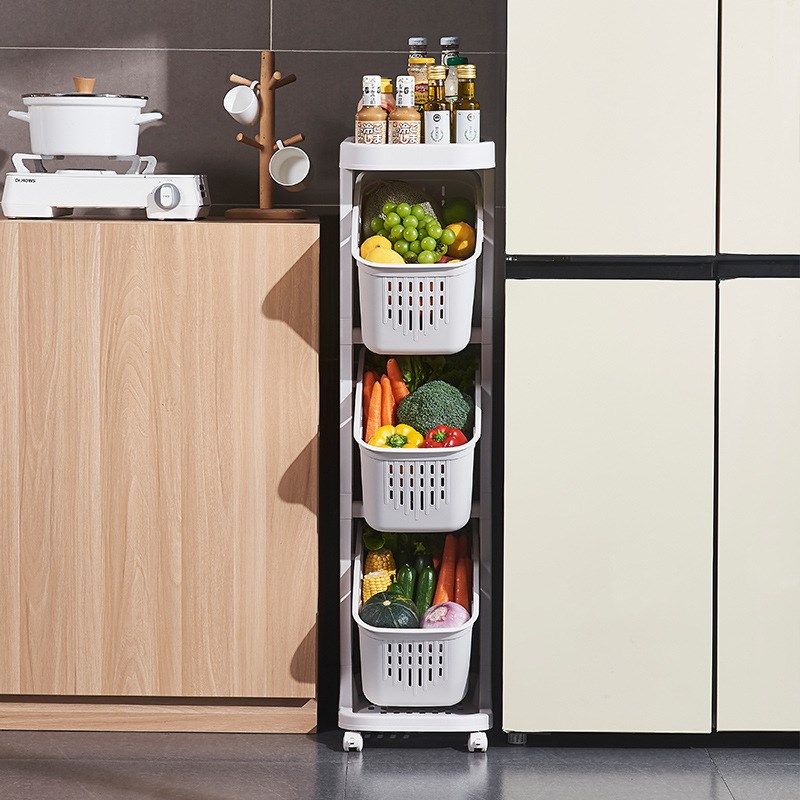 速发浴室落地置物架移动生缝小推车冰箱隙缝窄柜卫夹间厨房客厅收