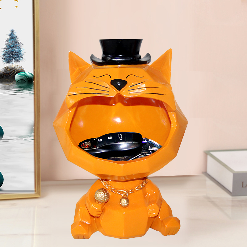 速发轻奢招财意收纳摆件创猫家用入户玄关客厅装饰居乔迁新品礼品