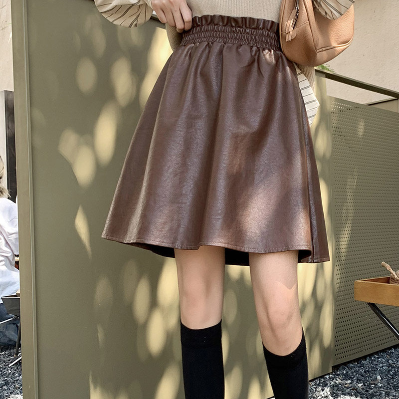 速发大码秋遮小个子皮裙半身裙短妹妹梨型身材冬胯高腰a字胖裙