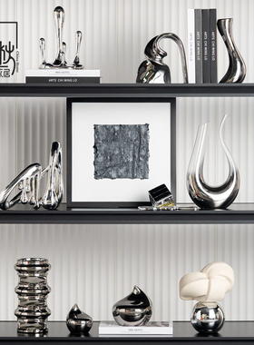 速发厅级感轻奢售楼部展厅客高品房套装软装样板间书架书柜装饰书