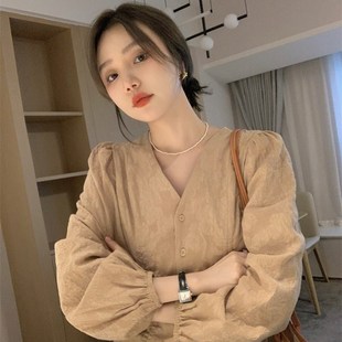 速发领码装设计感大款上衣胖妹妹遮肚子洋气抽绳V短长袖