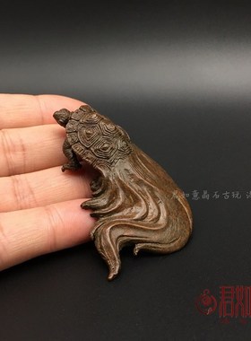 速发实动铜可活心小乌龟摆件 铜铜寿龟绿毛龟铜茶宠铜雕件小铜件