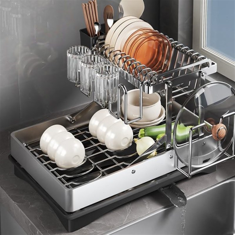 速发厨房碗架沥水面不锈钢水槽放碗盘碗筷收纳架置物架碗架台碟多
