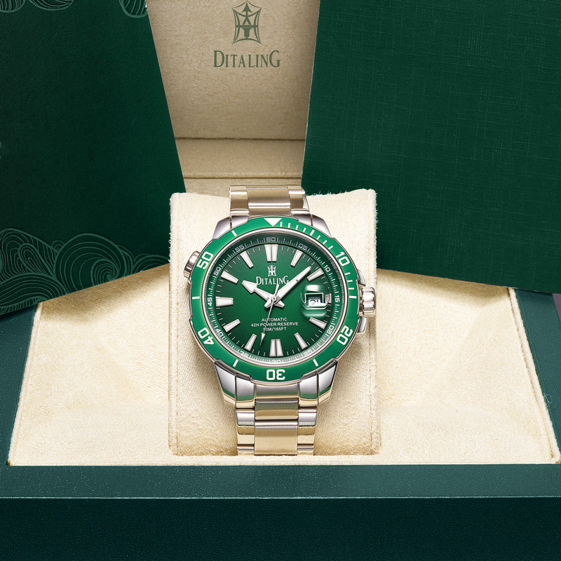 德国ditaling新款十大全自动手表男士机械男表黑绿水怪水鬼正品牌
