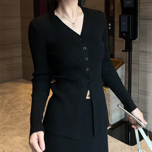 高端轻奢名媛气质针织两件套女装秋季修身长袖开衫上衣气质半身裙