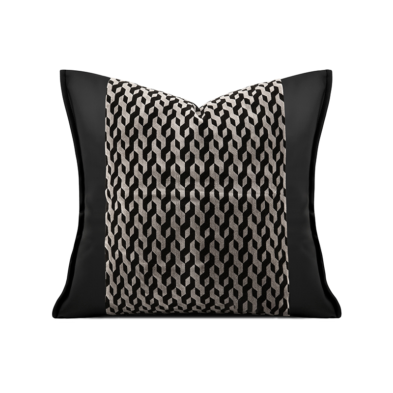 现代轻奢风黑灰色抱枕靠枕高级感
