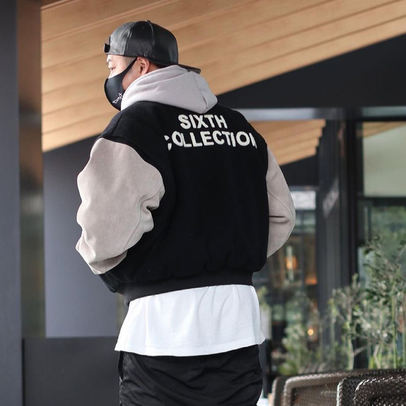 fog fear of god麂皮棒球服夹克男女夹棉加厚保暖棉服外套美式潮