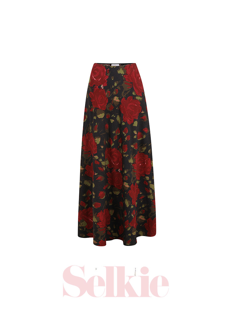 thumbnail for Valentine's Day Limited|Eden's Red Rose Ankle Skirt Modal Cotton Selkie Collection