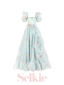Selkie 礼服 Collection浅蓝底薄荷草本印花礼服裙 经典