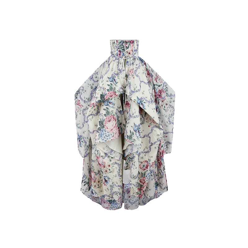 Selkie诗意人间印花拖尾半身裙