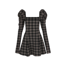 秋上新|格纹长袖迷你连衣裙 英伦格雷印花  Selkie collection