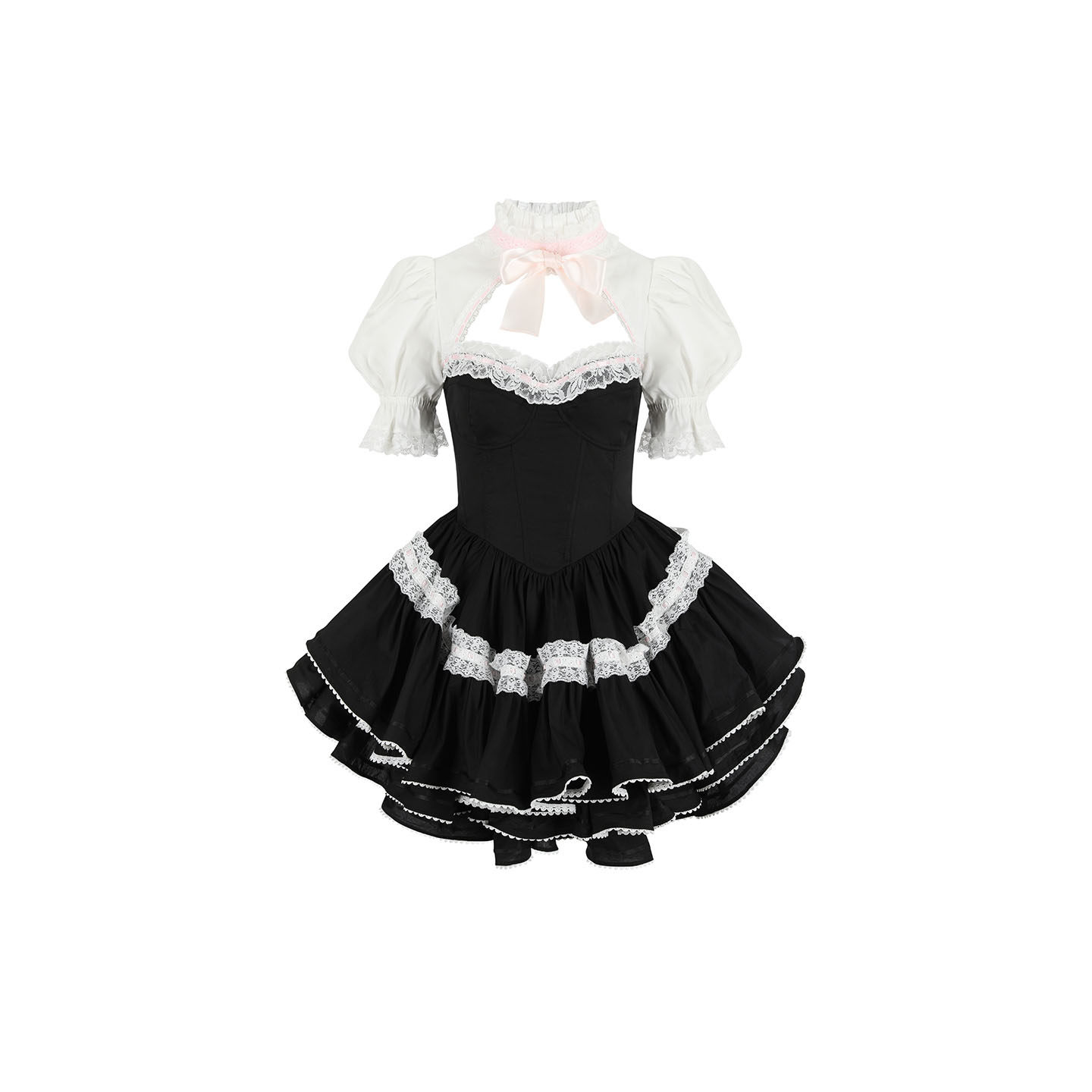 NYE新年礼物|甜心礼服 黑白拼色蕾丝连衣裙Selkie Collection