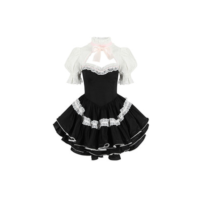 新年派对元气甜妹，黑白蕾丝裙