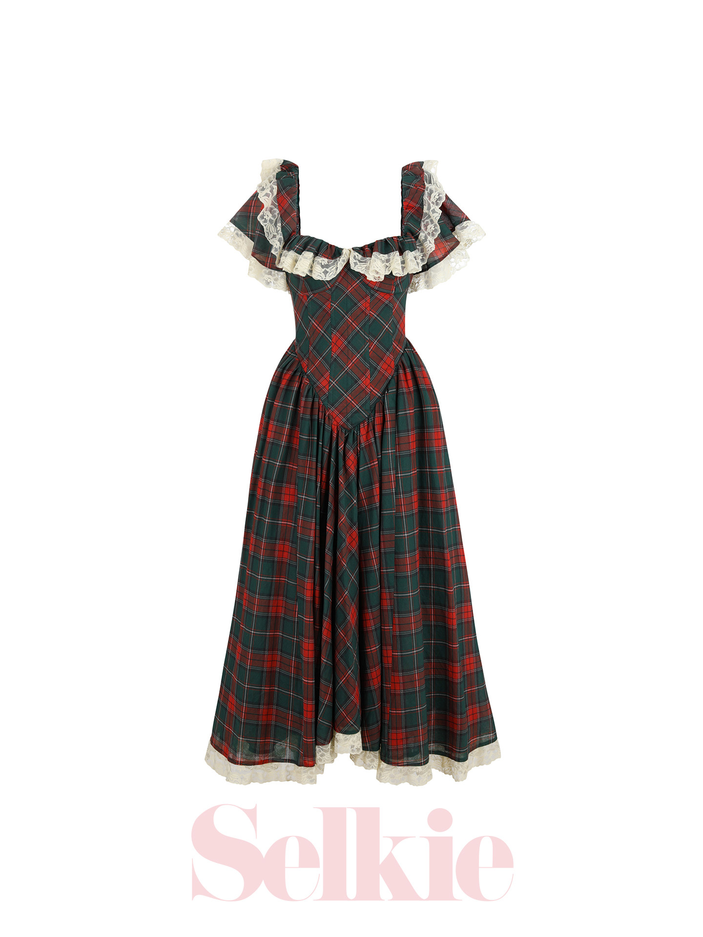thumbnail for Merry Christmas Check Cupid Red and Black Check Dress Selkie Collection