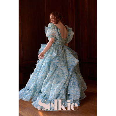 Selkie复古瓷艺印花礼服裙