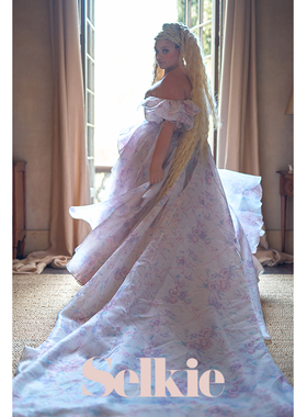 【经典礼服】Selkie collection白底紫罗兰印花 婚纱在逃公主裙