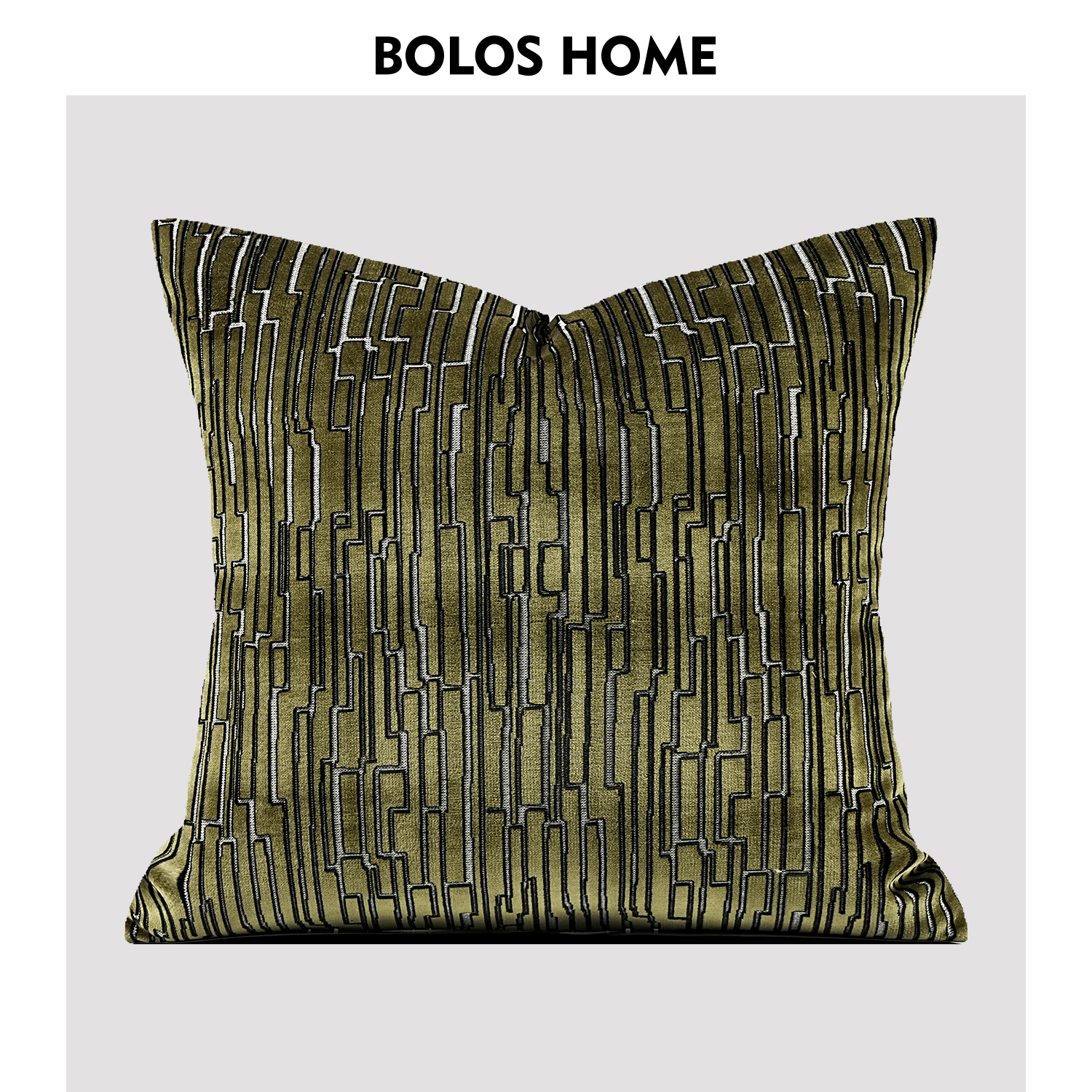 BOLOS HOME轻奢样板间沙发抱枕咖色几何割绒靠枕别墅客厅靠垫展厅
