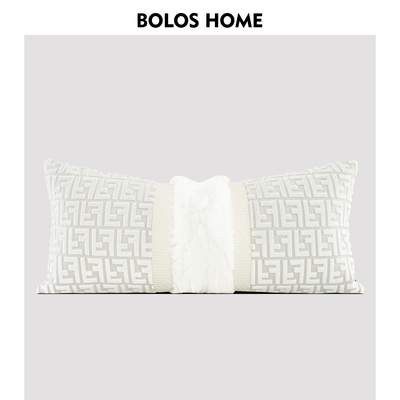 柏洛斯Luxurious『波克』轻奢高端米白双F沙发抱枕大靠垫床头背靠