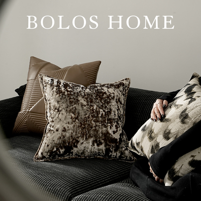 柏洛斯Aether逸境｜高端轻奢咖色客厅沙发腰靠高级感样板间抱枕套