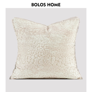 BOLOS现代轻奢圆圈波点香槟金浮雕割绒高档沙发抱枕腰靠垫样板间