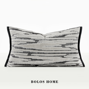 柏洛斯classics轻奢银色几何割绒高级感酒店客厅沙发靠背腰枕抱枕