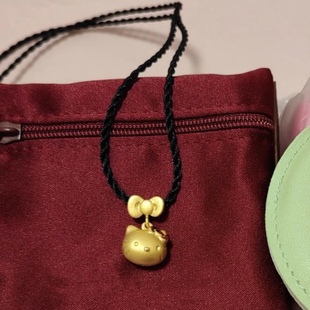 足金999hello kitty项链吊坠黄金KT猫蝴蝶结送女友老婆七夕礼物