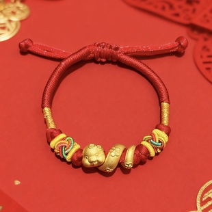 新款蛇年纯金黄金小金蛇生肖蛇足金999手链女送宝宝婴儿周岁礼物