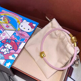 黄金KT猫手链女纯金hellokitty凯蒂猫钢丝手镯情人节礼物送女友