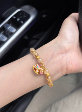 正品新款黄金足金999小木马摇摇马手链 送女友老婆七夕情人节礼物