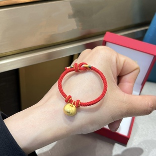 宝宝黄金小胖福手链金坨坨足金999编绳手绳婴儿满月儿童周岁金饰